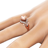 2ct Round Cut Peach Morganite Engagement Ring 14k Rose Gold Finish Unique Design