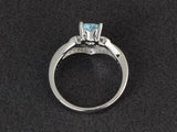 2ct Engagement Ring Heart Cut Blue Aquamarine Bridal Set 14k White Gold Finish