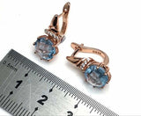 2.56ct Dangle Earrings Round Cut Blue Aquamarine Stylish 14k Rose Gold Finish