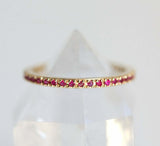 1ct Round Cut Pink Ruby Wedding Band Ring 14k Yellow Gold Finish Full Eternity