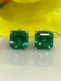 1ct Asscher Cut Green Emerald Solitaire Stud Women Earrings 14k WhiteGold Finish