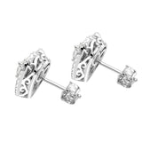 3Ct Round Cut Diamond Heart Shape Cluster Halo Stud Earrings 14K White Gold Over