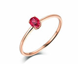 0.5Ct Oval Cut Pink Ruby Solitaire Petite Engagement Ring 14K Rose Gold Finish