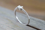 1ct Baguette Cut Diamond Engagement Ring Petite Minimalist 14k White Gold Finish