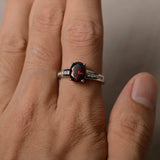 1.5ct Oval Cut Red Garnet Engagement Ring 14k White Gold Finish Diamond Accent