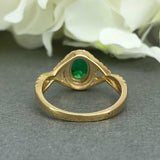 2ct Oval Cut Green Emerald Halo Infinity Engagement Ring 14k Yellow Gold Finish