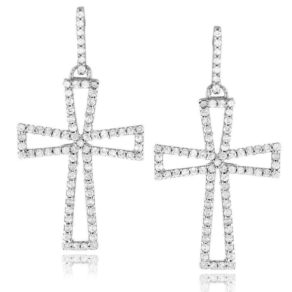 3Ct Round Cut Diamond Jesus Cross Stud Earrings for Women 14K White Gold Finish