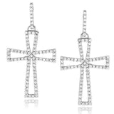 3Ct Round Cut Diamond Jesus Cross Stud Earrings for Women 14K White Gold Finish