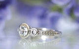 3 Stone Bezel Set Engagement Ring 1.2ct Round Cut Diamond 14k White Gold Finish