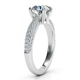 2.5ct Round Cut Diamonds On Band Solitaire Engagement Ring 14k White Gold Finish