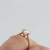 2.1ct Round Cut Diamond Engagement Ring Accents Solitaire 14k Rose Gold Finish