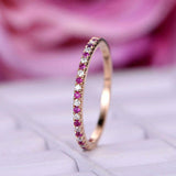 1ct Round Cut Alternating Pink Ruby Diamond Wedding Band 14k Rose Gold Finish