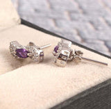 2ct Stud Earrings Marquise Cut Purple Amethyst Wavy 14k White Gold Finish