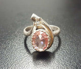 1.35ct Engagement Ring Oval Cut Peach Morganite Art Deco 14k White Gold Finish