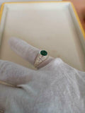 1ct Engagement Ring Round Cut Green Emerald Filigree 14k White Gold Finish