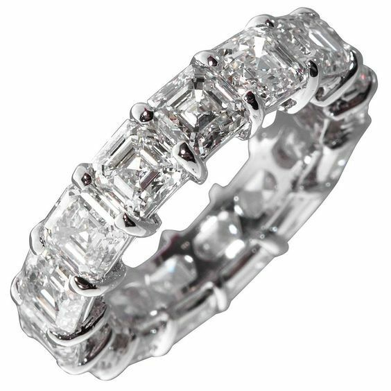 5Ct Asscher Cut Diamond Full Eternity Women Wedding Band 14k White Gold Finish