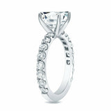 3Ct Asscher Cut Diamond Solitaire Ring 14K White Gold Finish with Round Accents