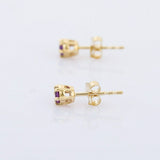 0.5ct Stud Earrings Round Cut Purple Amethyst Solitaire 14k Yellow Gold Finish