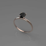 0.75ct Oval Cut Black Diamond Engagement Ring Solitaire Women 14k Rose Gold Over