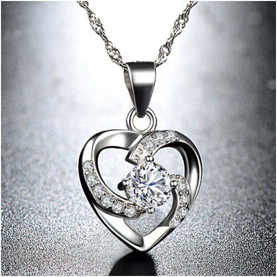 1ct Round Cut Diamond Pendant Heart Shape Design 14k White Gold Finish NO CHAIN