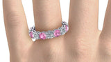 2ct Round Cut Pink Sapphire Eternity Wedding Band Ring 14k White Gold Finish