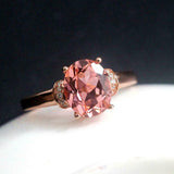 2ct Oval Morganite Engagement Ring Diamond Accent Solitaire 14k Rose Gold Finish