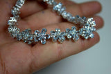 25ct Oval Cut Blue Topaz Flower Women Tennis Bracelet 14k White Gold Finish