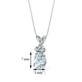 1Ct Pear Cut Blue Aquamarine Diamond Trendy Pendant 14K White Gold Over NO CHAIN