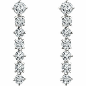 2ct Round Cut Diamond Straight Drop Dangle Earrings Women 14k White Gold Finish