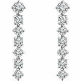 2ct Round Cut Diamond Straight Drop Dangle Earrings Women 14k White Gold Finish