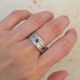 2ct Princess Cut Pink Ruby Wedding Band Vintage Filigree 14k White Gold Finish