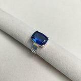 3ct Engagement Ring Cushion Cut Blue Sapphire Solitaire 14k White Gold Finish