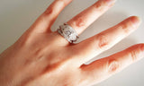 4Ct Cushion Cut Diamond Vintage Bridal Trio Set Ring Band 14K White Gold Finish