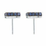 1.2ct Round Cut Blue Sapphire Square Cluster Stud Earrings 14k White Gold Finish