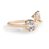 1ct Heart Simulated Diamond Bezel Petite Engagement Ring 14k Yellow Gold Plated