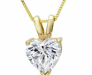 1.5ct Heart Cut VVS1D Diamond Solitaire Pendant 14k Yellow Gold Finish NO CHAIN