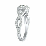 2.5Ct Round Cut Diamond Infinity Band Halo Engagement Ring 14K White Gold Finish