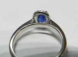 2.5ct Engagement Ring Oval Cut Blue Sapphire Diamond Halo 14k White Gold Finish