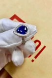 2ct Pear Cut Blue Sapphire Engagement Ring Halo 14k White Gold Over Round Accent