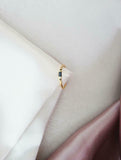 0.2ct Engagement Ring Baguette Cut Blue Sapphire Minimalist 14k Yellow Gold Over