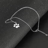 Stylish Teens Cute Pet Dog Footprint Paw Chain Pendant 14k White Gold Finish