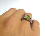 2ct Oval Cut Green Peridot Irish Trinity Solitaire Ring 14k White Gold Finish