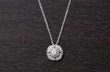 0.5ct Round Diamond Milgrain Halo Bridal Pendant 14k White Gold Finish NO CHAIN