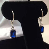 2ct Drop Earrings Radiant Cut Sapphire Solitaire LeverBack 14k White Gold Finish