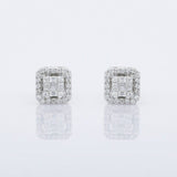 2Ct Baguette Cut Diamond Halo Trendy Solitaire Stud Earring 14K WhiteGold Finish