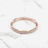 Infinity Full Eternity Wedding Ring Band 1ct Round Cut Diamond 14k RoseGold Over