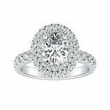 3.5Ct Oval Cut DVVS1 Diamond Double Halo Engagement Ring 14K White Gold Finish