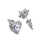 2ct Heart Cut VVS1D Diamond Halo Heart Shape Stud Earrings 14k White Gold Finish