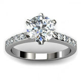 2ct Round Cut 6Prong Diamond Accent Unique Engagement Ring 14k White Gold Finish