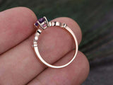 1.2ct Round Cut Purple Amethyst Solitaire with Accents Ring 14k Rose Gold Finish